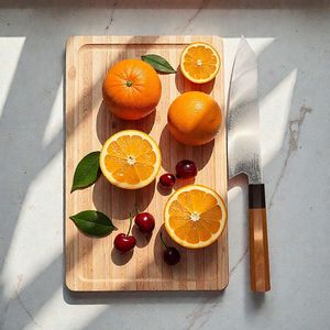 Planche à découper en bois multifonctionnelle, planche à découper en bois massif avec rainure pour les jus, pour les tâches de préparation des aliments en cuisine, usage domestique et hôtelier - Product Image 3