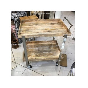 Admirable Design Brown Color Food <b>Serving</b> <b>Trolley</b> Prime Quality Wooden And Iron <b>Serving</b> <b>Trolley</b> For Hotel Use - Product Image 2