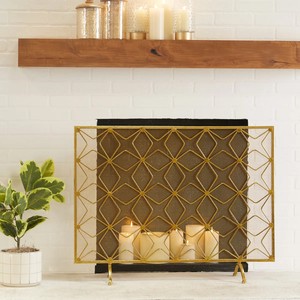 Paravent de cheminée en métal de style victorien, écran décoratif anti-étincelles avec panneau en maille robuste, bouclier de foyer autoportant - Product Image 6
