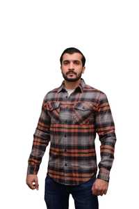 Chemise-veste à carreaux pour homme avec boutons-pression, en flanelle épaisse 100% coton, infroissable, écologique, décontractée, surchemise de printemps - Product Image 6