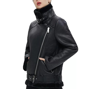 FASPAR Sports <b>Men's</b> Genuine <b>Leather</b> Bomber <b>Jacket</b> with Cotton Lining Windproof Winter Thick Regular Fit Solid Color - Product Image 3
