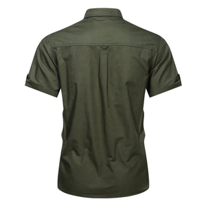 Men's Short Sleeve Cotton Cargo <b>Shirt</b> with Chest Pockets Plus Size Casual Work <b>Shirt</b> for Outdoor Wear - Product Image 3