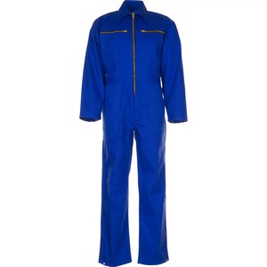 Men's Blue Cotton Work Coverall Breathable Zip Front <b>Overalls</b> - Product Image 3