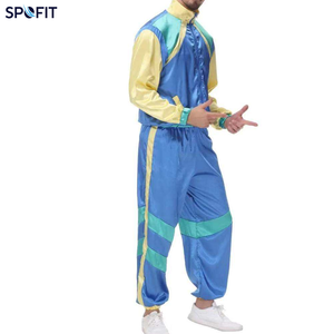 100% <b>Nylon</b> Windbreaker Tracksuit Set Colour block Shell Jacket & <b>Jogger</b> Pants, Vintage Style Athletic Wear for Men & Women - Product Image 4
