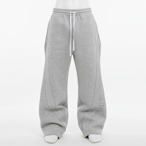 Pantalon de survêtement gris pour homme entièrement personnalisé 2026, très demandé, taille élastique avec cordon de serrage, bande latérale, tricoté, décontracté, pour l'automne - Product Image 2