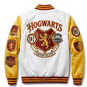 Customize logo <b>Men</b> <b>Nylon</b> College Satin Bomber Fabric Baseball <b>Jacket</b> for Spring - Product Image 2