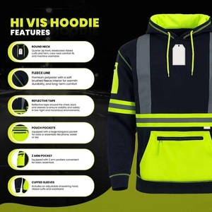 เสื้อฮู้ดสะท้อนแสงสำหรับผู้ชาย แขนยาว ผ้าโพลีเอสเตอร์ สำหรับงานก่อสร้าง - Product Image 6