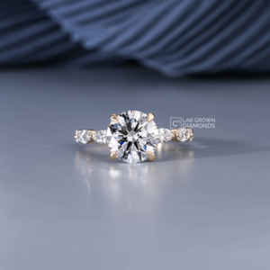 Anillo de Oro Amarillo de 14 Quilates con Diamantes Cultivados en Laboratorio de Múltiples Formas, Anillo de Lujo para Mujer con 7 Piedras de Corte Marquesa y Redondo, Calidad EF, 3.82ctw - Product Image 2