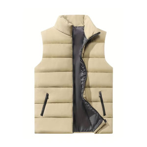 Gilet matelassé léger personnalisé pour homme, sans manches, chaud, isolé, pour l'extérieur, avec col montant et logo frontal - Product Image 6