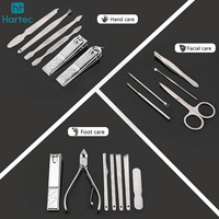 Ensemble de 17 pièces de qualité supérieure, produit Highland, pour salon, pour femmes, en acier inoxydable professionnel, pour manucure et pédicure.