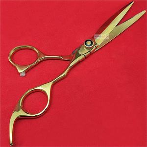 กรรไกรตัดผมสแตนเลสแบบมืออาชีพอุปกรณ์เสริมความงามกรรไกรตัดผมชุบทอง - Product Image 4