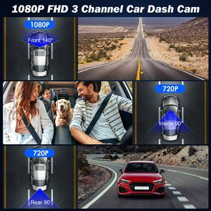 WiFi FHD 1080P WiFi <b>Car</b> Dash <b>Camera</b> 3-Channel Front & Rear Loop Recording Night Vision 170 Degree <b>for</b> <b>Reverse</b> Imaging - Product Image 3