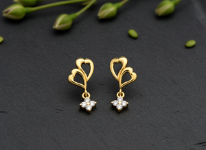 Wholesale 14k <b>Gold</b> Heart <b>Dangle</b> <b>Earrings</b> VVS1 Lab Diamond Cluster. Custom Romantic Jewelry Manufacturer. - Product Image 4