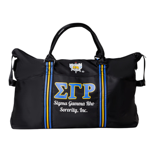 Sigma Gamma Rho Duffel Bag Travel Gym Bag Women Blue <b>Gold</b> Stripe Shoulder Bag Stylish Durable - Product Image 1