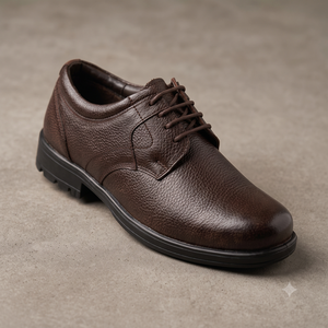 Chaussures habillées Oxford en cuir marron pour hommes, à lacets, bout rond, pour le bureau, les mariages et les occasions spéciales - Product Image 1