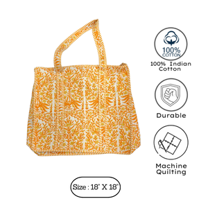 Premium Quilted Tote Bag Jaipur Handcrafted Block Print Cotton Carry Bag Durable Washable All Season Fashion <b>Accessory</b> Unisex - Product Image 3