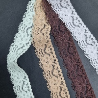 Dentelle florale à volants 2,5 cm, extensible, légère, bordure festonnée, Spandex/Nylon, pour vêtements, sous-vêtements, robes, qualité coréenne supérieure