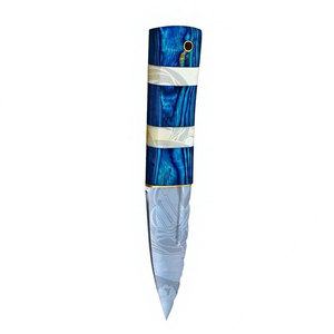 Cuchillo de hoja fija de acero de Damasco de grado industrial, diseño vikingo, con punta de lanza y grabado láser, OEM personalizado - Product Image 5