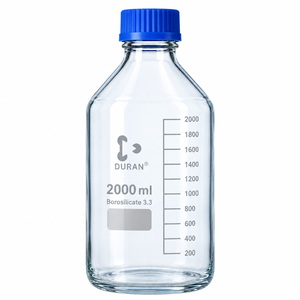 Botella de reactivo de vidrio borosilicato de 2L con boca estrecha y tapa de rosca azul, a prueba de fugas, graduada, para almacenamiento de soluciones químicas - Product Image 4