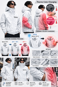 Chaqueta Cortavientos Unisex Personalizada Y2K con Cambio de Color para Mujer, Ligera, con Cierre, Estilo Urbano, Proveedor B2B, Chaquetas para Hombre - Product Image 4