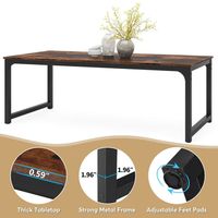 Ensemble de table à manger rectangulaire moderne avec plateau en bois et pieds en métal noir, table de cuisine industrielle avec chaises pour la maison et l'hôtel