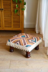 Handmade Solid Wooden Ottoman Stool Upholstered <b>Foot</b> <b>Rest</b> Seat Contemporary Living Room Bedroom Furniture - Product Image 5