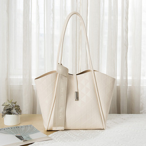 Sac fourre-tout noir en PU pour femme Choi9od, motif losanges, poignée souple, fermeture éclair, style minimaliste - Product Image 6