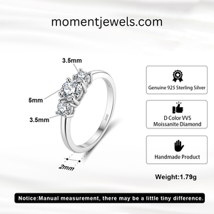 Three <b>Crystal</b> Stone <b>Ring</b> for Women 925 Silver Elegant Band Minimalist Jewelry Daily Wear Fashion Accessory Stylish Everyday Uses - Product Image 4
