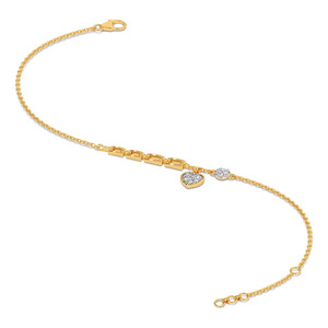 Bracelet à breloques géométriques en diamant avec chaîne en or jaune et accent cœur suspendu - Product Image 3
