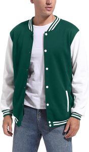 <b>Men</b> Pink <b>White</b> Varsity <b>Jacket</b> Casual Wool Polyester Stand Collar Covered Button Autumn Wear Embroidery Woven Windproof - Product Image 5