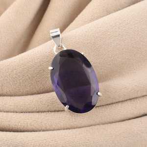 Colgante de Topacio Azul en Plata de Ley 925, Joyería con Piedra Preciosa de Nacimiento de Septiembre para Mujeres y Niñas, Regalo Elegante - Product Image 4