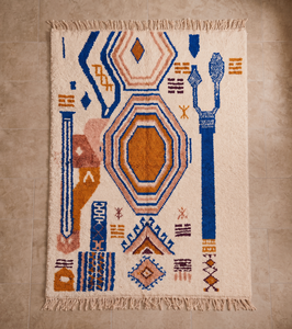 Alfombra de Lana Azilal Marroquí Hecha a Mano, con Nudos, Diseño Tribal Geométrico, para Interiores de Lujo - Product Image 3