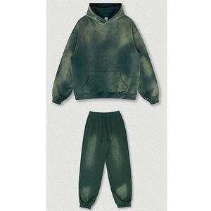 Conjunto de Sudadera con Capucha y Pantalones Deportivos Estilo Vintage con Lavado Ácido Personalizado, Fabricante OEM para Marcas de Ropa y Pedidos al por Mayor - Product Image 1