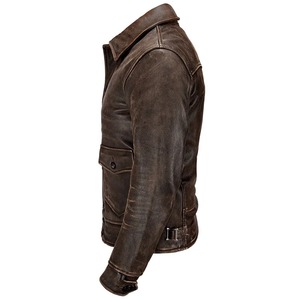 Vintage Brown Coated Genuine <b>Leather</b> Breathable Varsity <b>Jacket</b> Men Casual <b>Plus</b> <b>Size</b> 4XL Hooded Stand Collar Slim Fit Autumn - Product Image 1