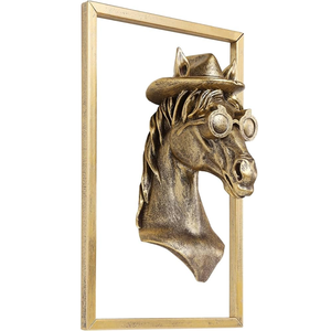 Sculpture murale patriotique en métal argenté représentant une tête d'aigle portant un chapeau haut et un monocle, disponible à prix de gros. - Product Image 3