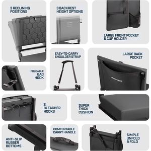 Heated <b>Massage</b> <b>Reclining</b> Stadium <b>Chair</b> with Lumbar Support for Bleachers - Product Image 5