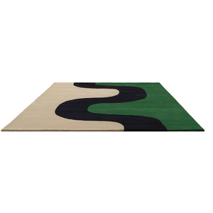 Tapis moderne abstrait vert à blocs de couleur, tissé à la main en laine, tapis contemporain minimaliste pour salon et chambre, antidérapant - Product Image 6