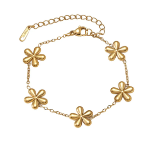 Collier Sweet Daisy pour femmes en acier inoxydable 304 avec chaîne en câble plaqué or véritable 18 carats - Product Image 5