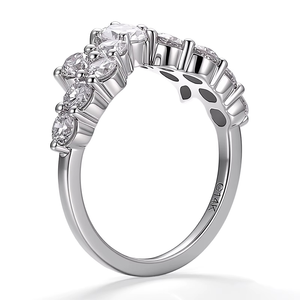 แหวนเพชรทองคำขาว 14K ดีไซน์แฟชั่น ประดับเพชรเม็ดหลักทรงหยดน้ำ DEF VVS เพชรแล็บ สำหรับผู้หญิง เหมาะเป็นของขวัญวันเกิด - Product Image 4