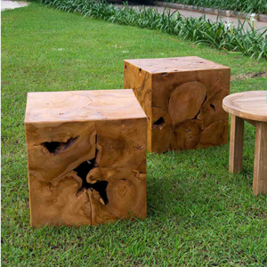 High-quality teak wood <b>cube</b> coffee <b>table</b> featuring a simple, modern design that is durable and sturdy. - Product Image 3