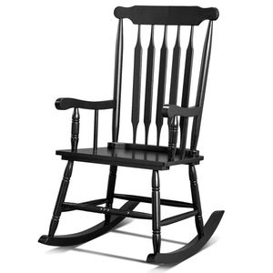 Sedia a dondolo in legno massello per patio, veranda e interni, con struttura pieghevole per giardino e cortile - Product Image 1