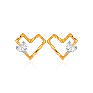 Pendientes de Diamantes con Corte Corazón, Chapados en Oro de 18K, Joyería Romántica para Uso Diario, Diamantes Cultivados en Laboratorio, Color G - Product Image 1