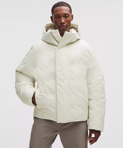 EVER GLOW Men's <b>White</b> Stand Hooded Puffer Jacket <b>Quarter</b>-<b>Zip</b> Breathable Windproof Standard Polyester Winter Casual Loose Fit - Product Image 3