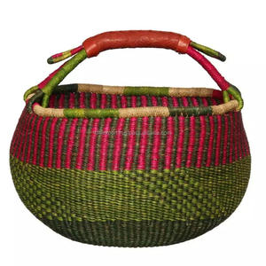 Panier Bolga en herbe de mer naturelle durable, fait à la main, pliable, multifonctionnel, avec couvercle et poignées, taille personnalisée - Product Image 1