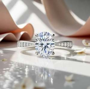 Anillo Solitario de Moissanita con Corte Ovalado, Plata de Ley Chapada en Oro, Engaste de Garras, Elegante Anillo de Promesa para Boda, Aniversario o Fiesta - Product Image 5