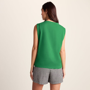 Elegante Top Corto de Verano Estilo Jersey, Ropa Deportiva para Mujer, Camiseta Sexy sin Mangas Ajustada con Apliques de Pedrería - Product Image 2