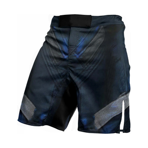 Pantalones Cortos de MMA para Deportes de Contacto, Entrenamiento de Artes Marciales, con Líneas Blancas y Negras, Elásticos, Transpirables, Ligeros, de Tela de Poliéster - Product Image 1