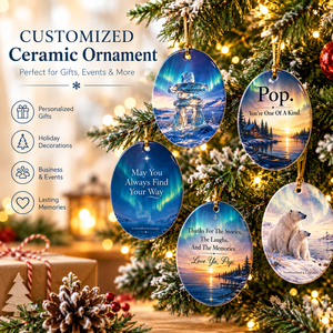 Classic Personalized Sublimation <b>Heart</b> Oval Ceramic Christmas Ornament Custom Double Sided Photo Printed Hanging <b>Decoration</b> - Product Image 4