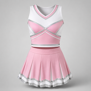 Tenue de cheerleading pour adulte sans manches, orange, bleu marine et blanc, style jupe, robe de performance - Product Image 4