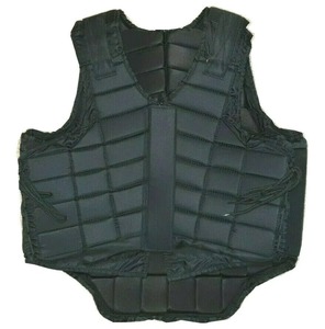 Chaleco de Seguridad para Equitación, Protector Corporal para Mujer, Ajustable, con Cordones Laterales, Acolchado, con Protección Contra Impactos, Estampado a Rayas, Negro - Product Image 1